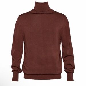 NWT Ser.O.Ya Men's Weston Turtleneck Sweater Rayon Cotton Blend Dark Brown Large